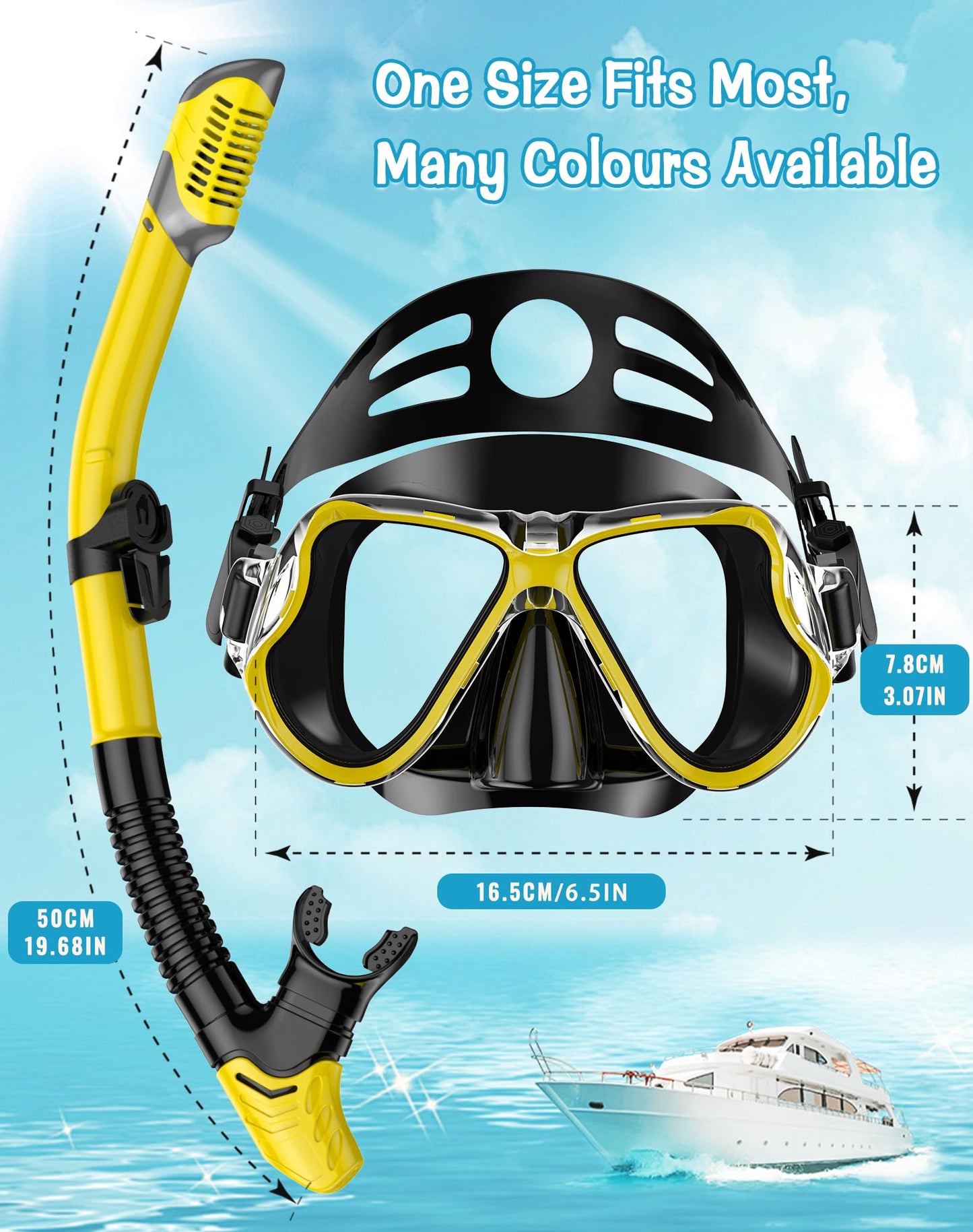 Karvipark Schnorchelset Erwachsene, Schnorcheln Set mit Taucherbrille und Dry Schnorchel, Anti-Leck & Anti-Fog Tauchmaske, Professionelle Schnorchel ausrüstung für Schnorcheln, Schwimmen und Tauchen