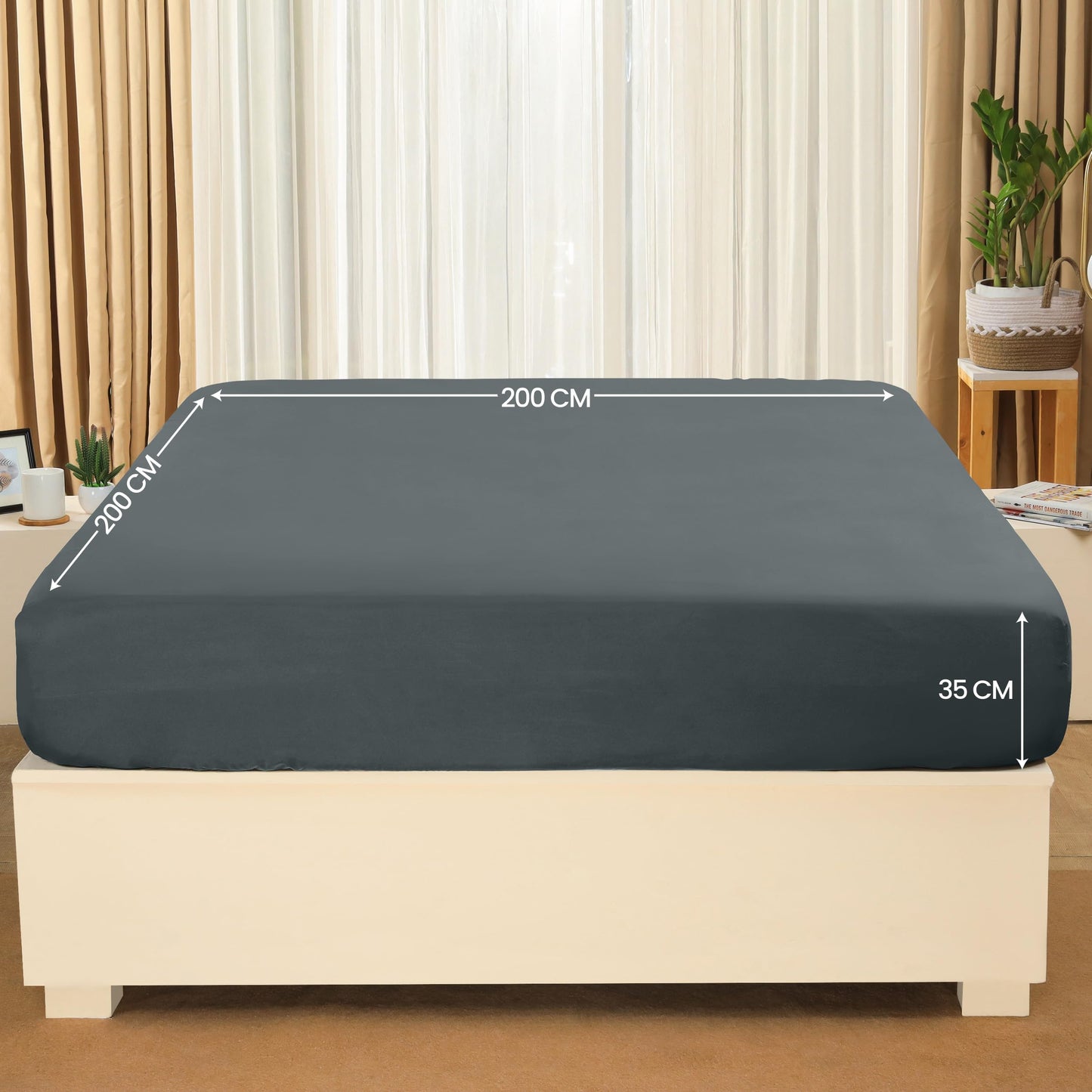 Utopia Bedding - Spannbettlaken 200x200cm - Grau - Gebürstete Polyester-Mikrofaser Spannbetttuch - 35 cm Tiefe Tasche
