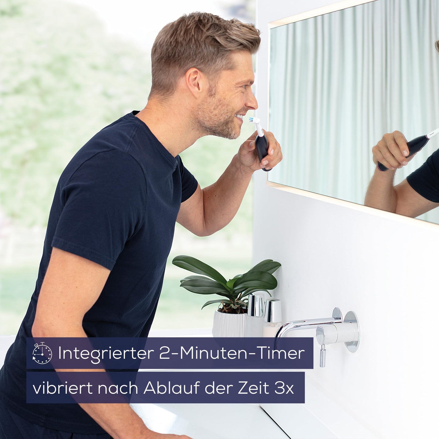Beurer TB 50 Elektrische Zahnbürste, 3 Reinigungsprogramme für Zahnpflege, oszillierend-pulsierende Putztechnologie zur Plaque Entfernung, integrierter Andrucksensor, Akku mit 45 Tage Laufzeit