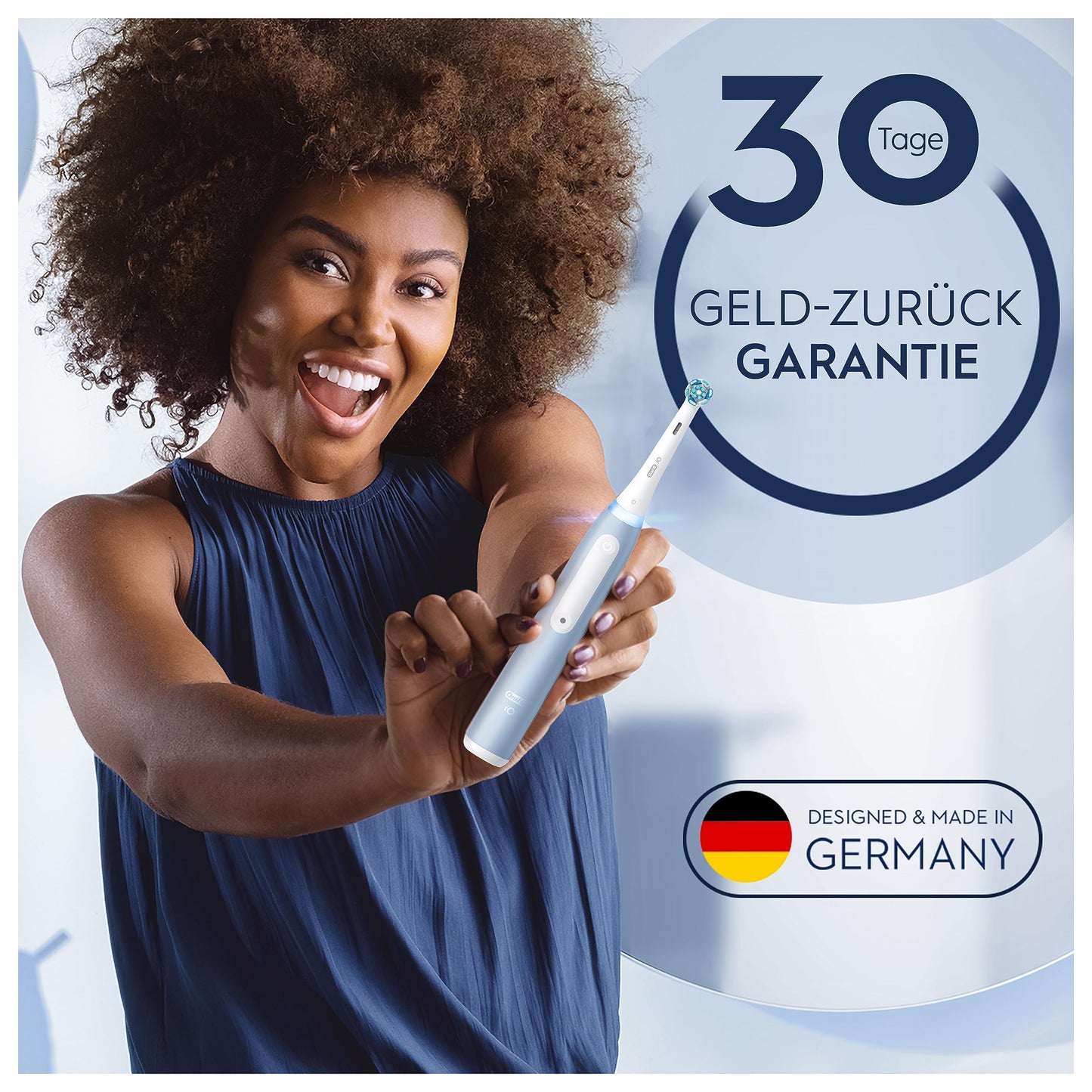 Oral-B iO Series 3 Plus Edition Elektrische Zahnbürste, Electric Toothbrush, drei Putzmodi für Zahnpflege, Designed by Braun, TESTSIEGER Stiftung Warentest (12, 2024), Ice Blue