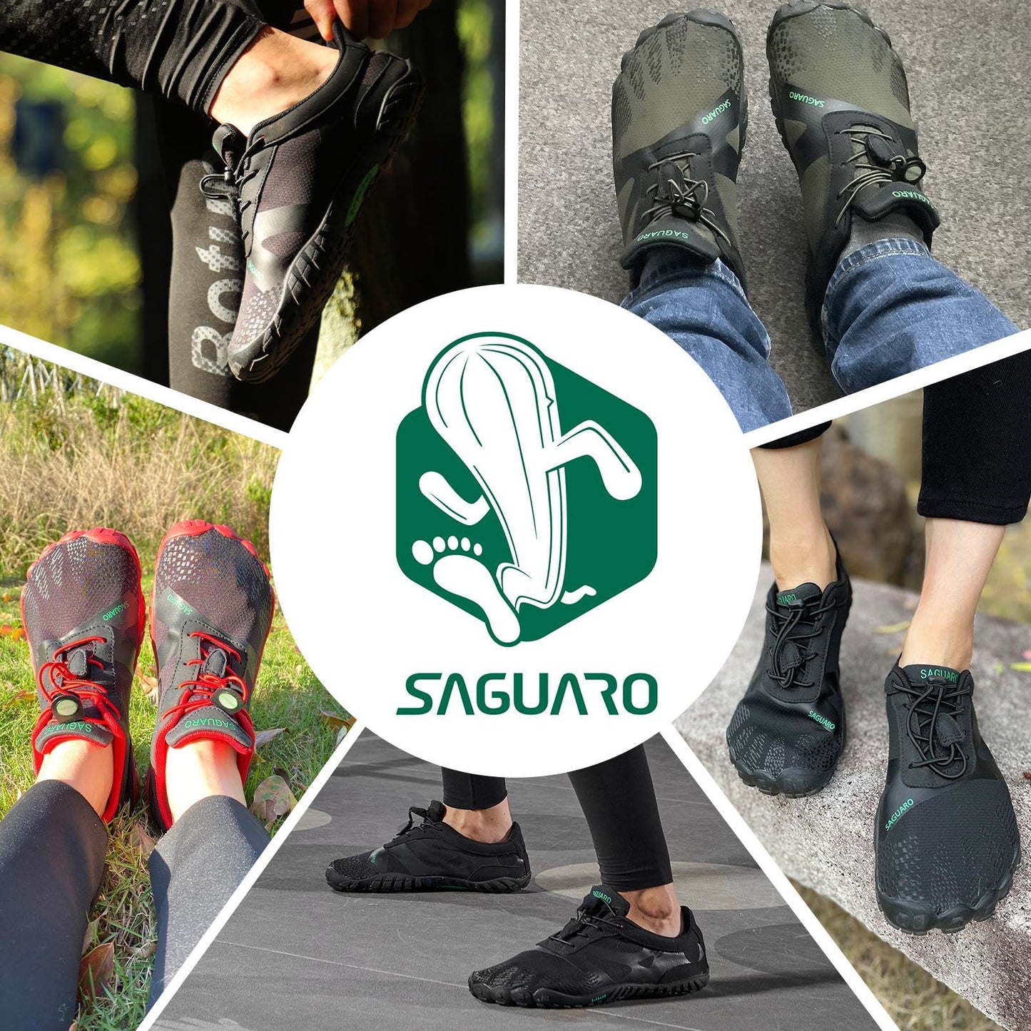 SAGUARO Barfußschuhe Damen Herren Zehenschuhe Traillaufschuhe Weich Bequem Barfussschuhe Fitnessschuhe Männer Frauen Trainingsschuhe für Joggen Laufen Wandern, Rot, 40 EU