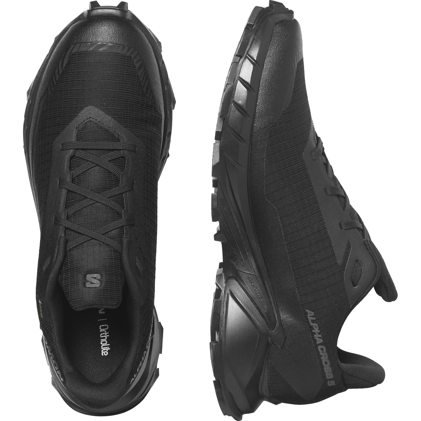 Salomon Alphacross 5 Gore-Tex Waterproof Men's Trail Running Shoes, Powerful Grip, Waterproof and Weatherproof, and Long Lasting Comfort, Black, 9