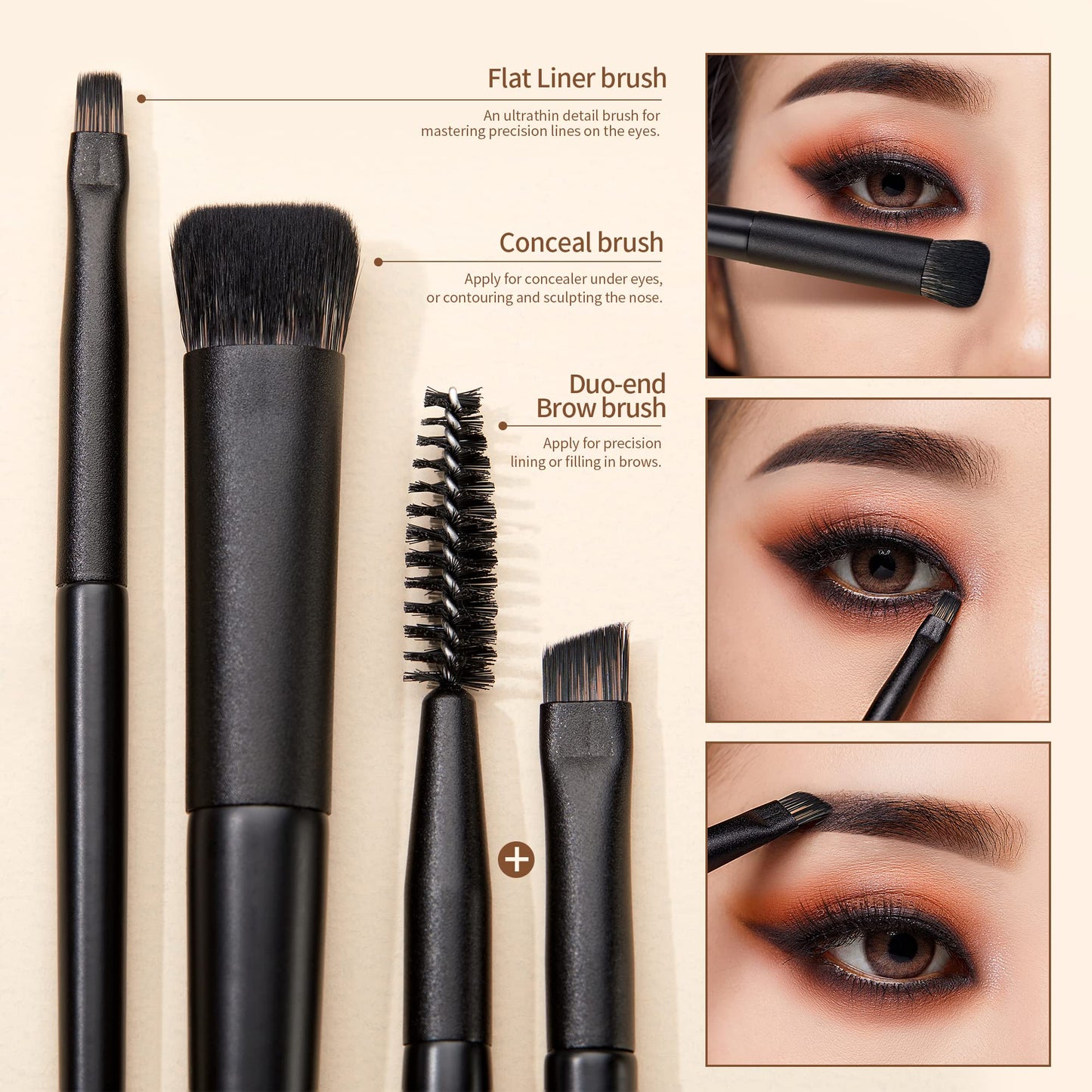 Jessup Pinselset Makeup Augen Make up Pinsel 10 Stück Augen Makeup Pinsel Set Augenpinsel Lidschattenpinsel Lidschatten Blender Eyeliner Augenbrauen Pinsel elegante Kollektion schwarz T337