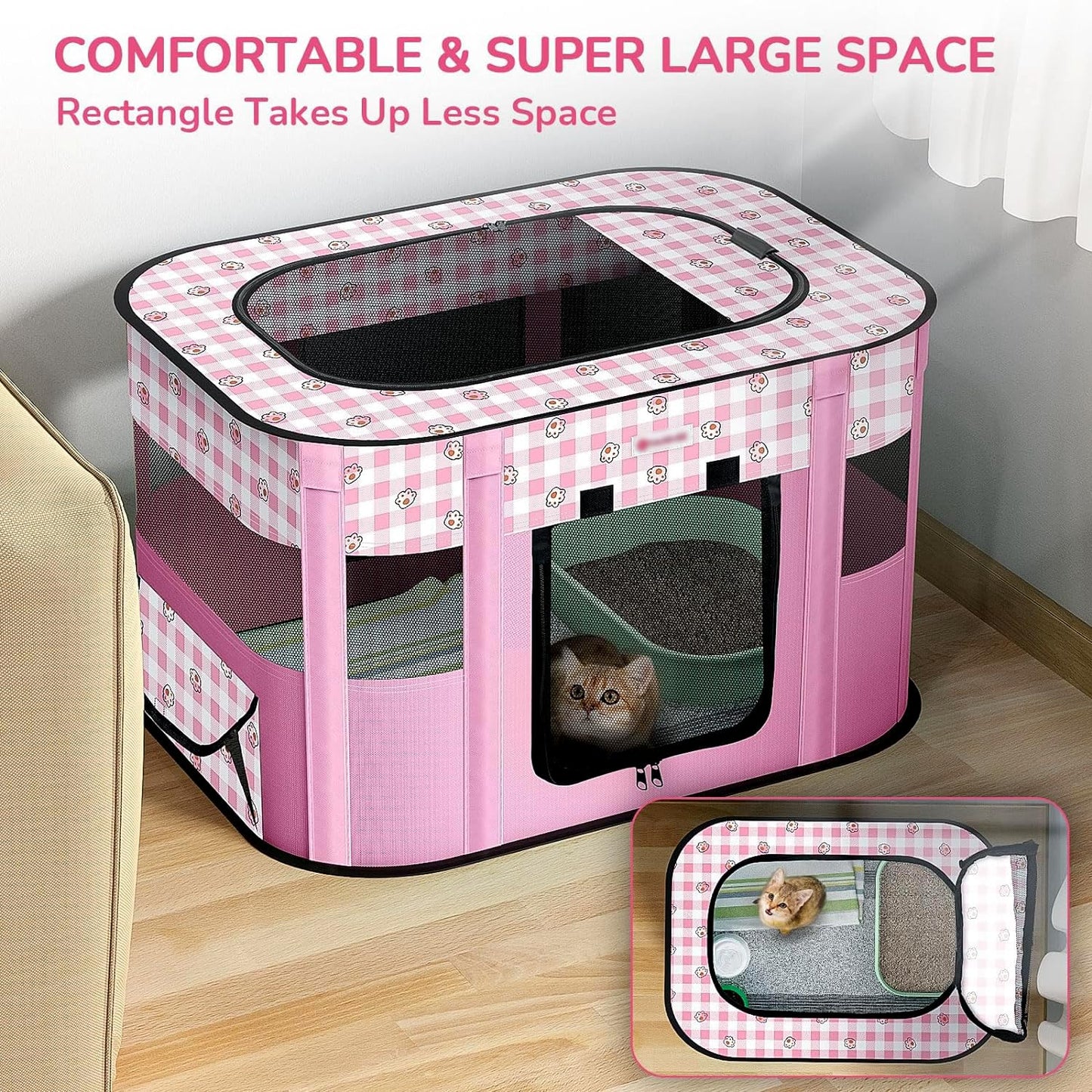 WAVATA Welpenlaufstall Tierlaufstall – Faltbarer Laufstall für Haustiere, 70x55x40cm, Oxford Wasserdichter Welpenauslauf für Hunde,Kaninchen,Katzen und Meerschweinchen, Indoor & Outdoor(Grau)