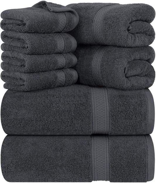 Utopia Towels 8 teilig Handtücher Set aus Baumwolle mit Aufhänger 2 Badetuch, 2 Handtücher und 4 Washclappen (Grau)