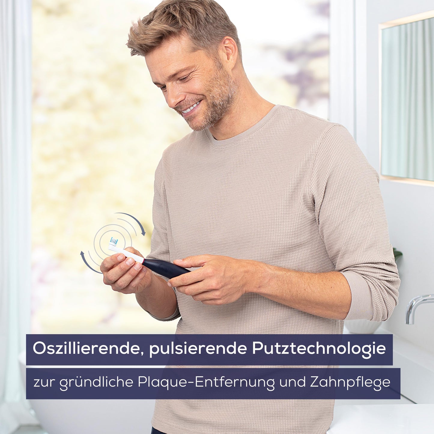 Beurer TB 50 Elektrische Zahnbürste, 3 Reinigungsprogramme für Zahnpflege, oszillierend-pulsierende Putztechnologie zur Plaque Entfernung, integrierter Andrucksensor, Akku mit 45 Tage Laufzeit