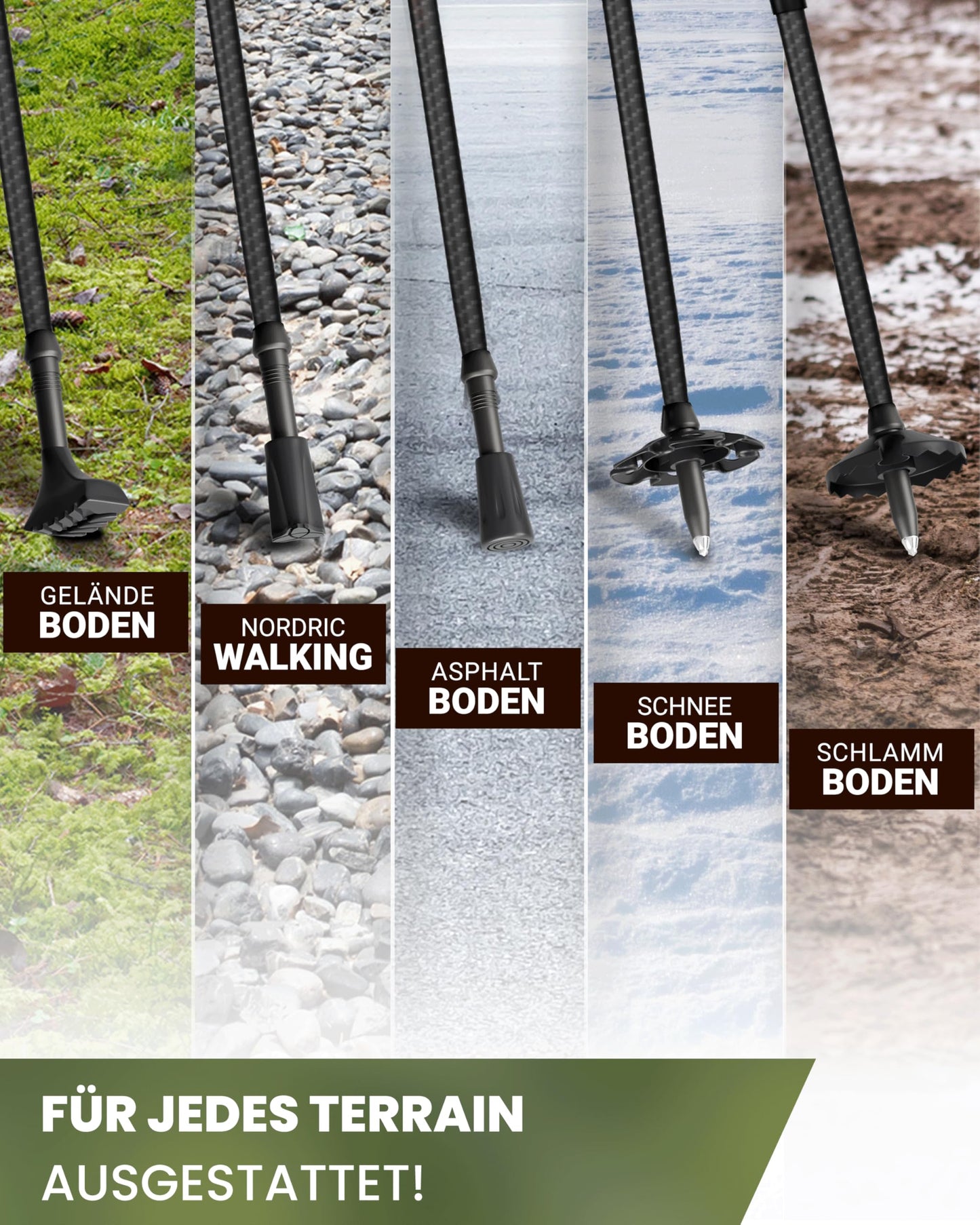 ALPENWERT Wanderstöcke faltbar [Carbon & Aluminium] Nordic Walking Stöcke Damen & Herren klappbar Trekkingstöcke – Ideal für Wandern, Trekking, UVM. (Carbon)
