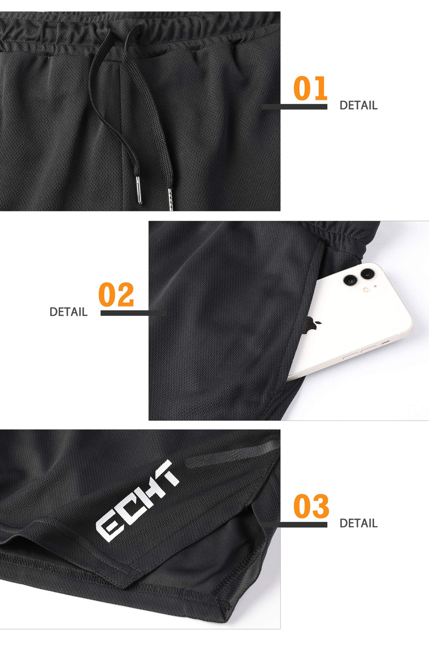 Superora Herren Shorts Sport Hosen Laufshorts Trainingshose Fitness Training Outdoor Sporthose mit Tasch