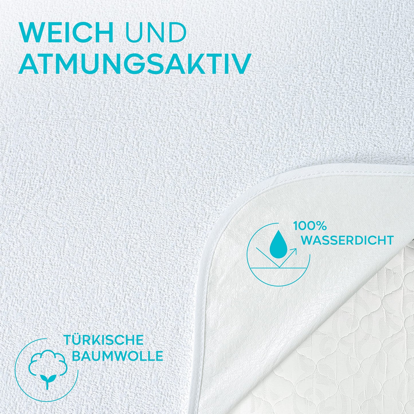 Matratzenschoner 180x200 Wasserdicht Oeko-TEX Zertifiziert von Twinzen - Matratzenschoner 180x200 Baumwolle Atmungsaktiv mit 4 Eckgummis