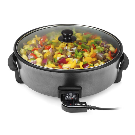 Tristar Multifunktionale Pfanne - 7,5l, 40cm Durchmesser, Regelbarer Thermostat, Antihaftbeschichtung, 1500 Watt, PZ-9145